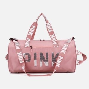 Hot sale SEXY  logo PINK Duffle bag Waterproof Polyester for  women.